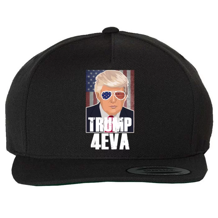 Trump 4eva Funny Trump 2020 Meme Vintage American Flag Gift Great Gift Wool Snapback Cap