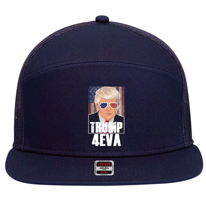 Trump 4eva Funny Trump 2020 Meme Vintage American Flag Gift Great Gift 7 Panel Mesh Trucker Snapback Hat