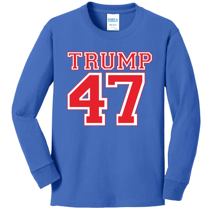 Trump 47 For President 2024 Election Republican Gift Kids Long Sleeve Shirt