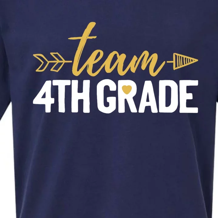 Team 4th Grade Hello Fourth Grade Crew Squad Teacher Sueded Cloud Jersey T-Shirt