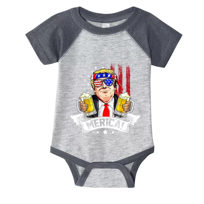 Trump 4th Of July Merica For Men Women USA American Flag Infant Baby Jersey Bodysuit