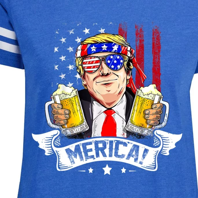 Trump 4th Of July Merica For Men Women USA American Flag Enza Ladies Jersey Football T-Shirt