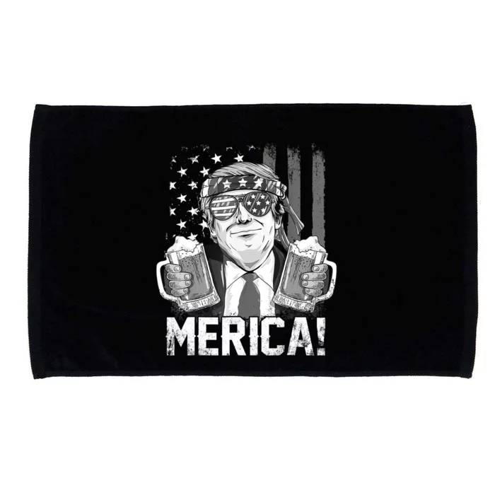 Trump 4th Of July Merica Usa American Flag Vintage Gift Microfiber Hand Towel