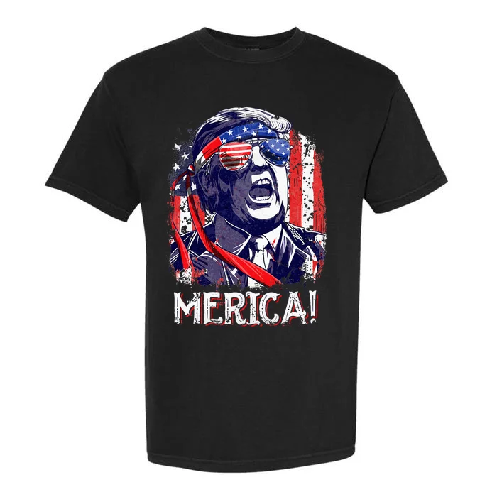 Trump 4th Of July Merica Usa American Flag Garment-Dyed Heavyweight T-Shirt