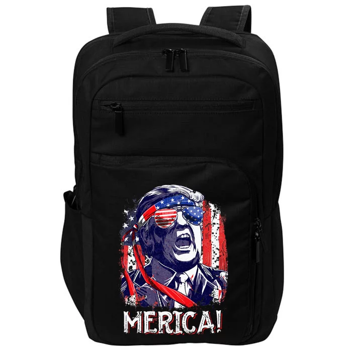 Trump 4th Of July Merica Usa American Flag Impact Tech Backpack