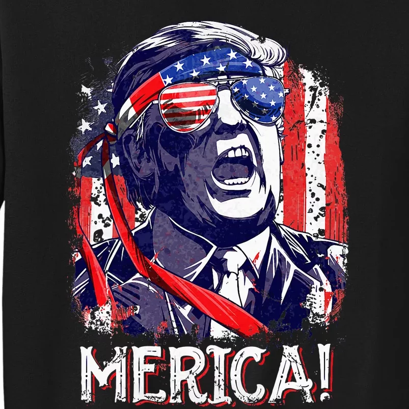 Trump 4th Of July Merica Usa American Flag Tall Sweatshirt