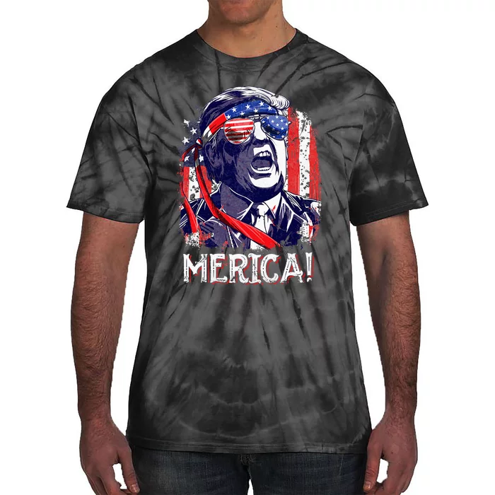 Trump 4th Of July Merica Usa American Flag Tie-Dye T-Shirt