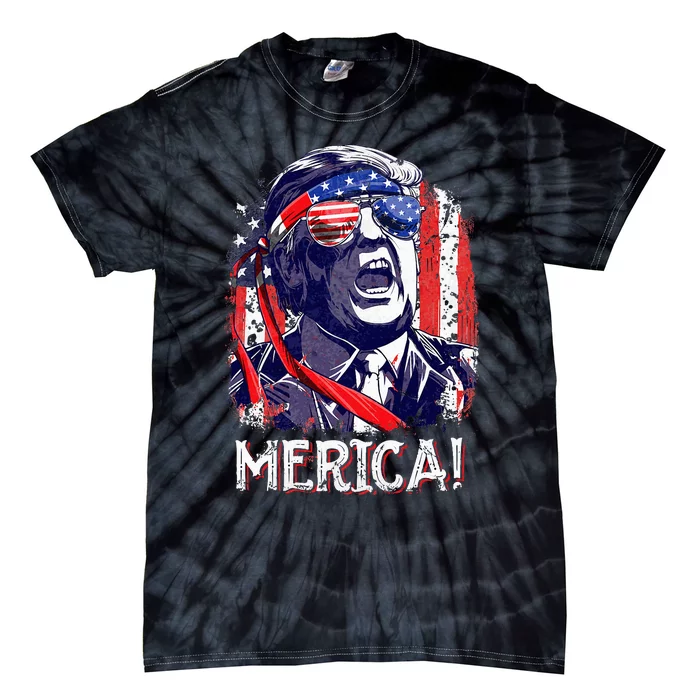 Trump 4th Of July Merica Usa American Flag Tie-Dye T-Shirt