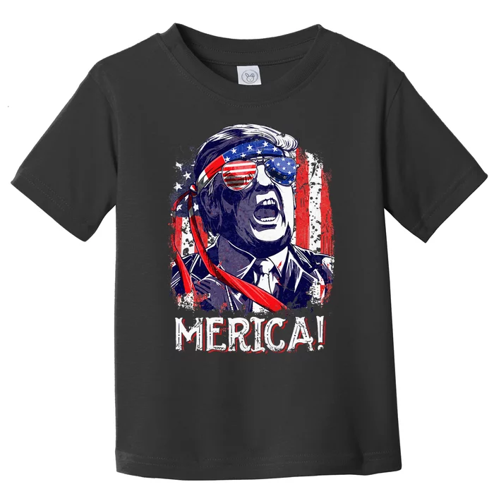 Trump 4th Of July Merica Usa American Flag Toddler T-Shirt