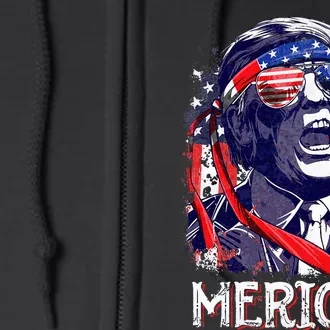 Trump 4th Of July Merica Usa American Flag Full Zip Hoodie