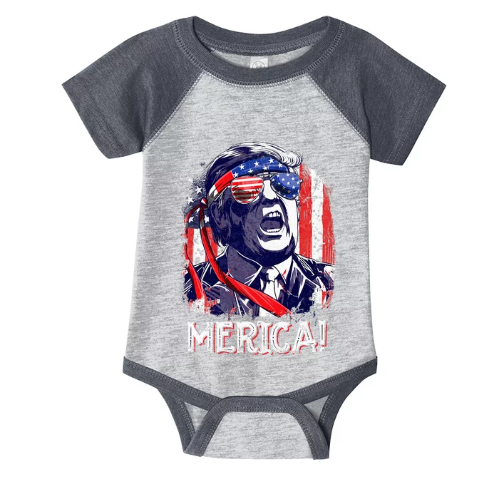 Trump 4th Of July Merica Usa American Flag Infant Baby Jersey Bodysuit