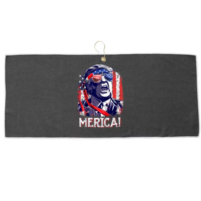 Trump 4th Of July Merica Usa American Flag Vintage Large Microfiber Waffle Golf Towel