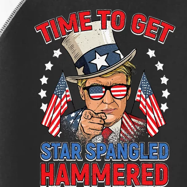 Trump 4th Of July Star Spangled Hammered Drinking Toddler Fine Jersey T-Shirt