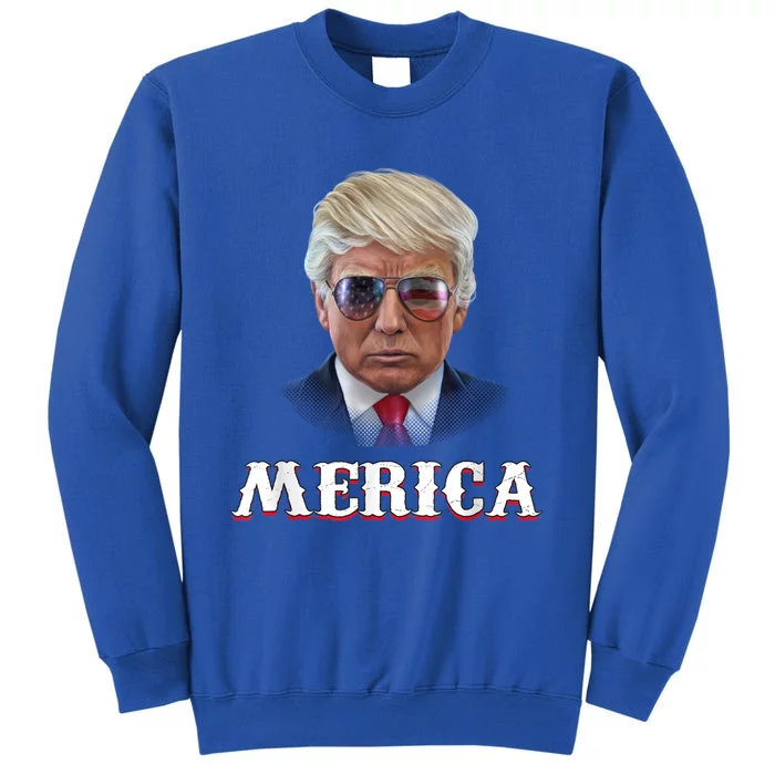 Trump 4th Of July Gift Funny Trump Merica Vintage Cute Gift Tall Sweatshirt