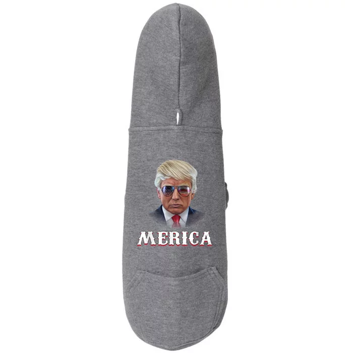 Trump 4th Of July Gift Funny Trump Merica Vintage Cute Gift Doggie 3-End Fleece Hoodie