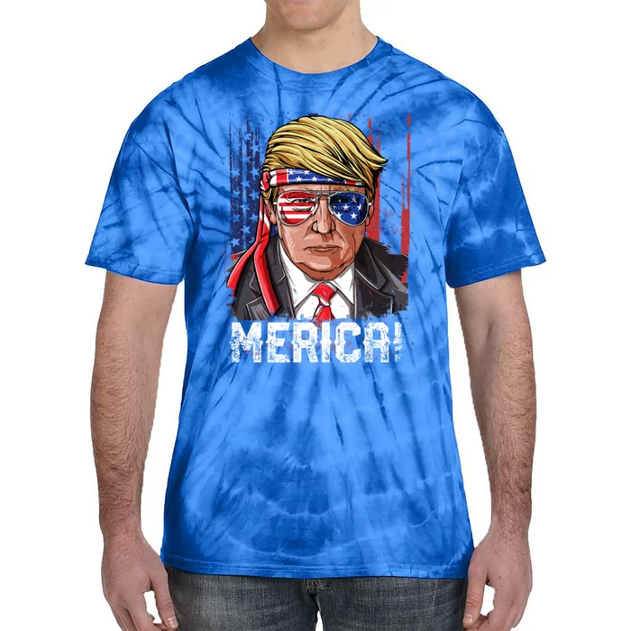 Trump 4th Of July Merica Usa American Flag Vintage Gift Tie-Dye T-Shirt