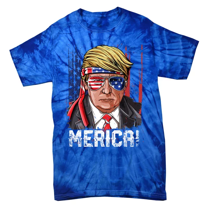 Trump 4th Of July Merica Usa American Flag Vintage Gift Tie-Dye T-Shirt