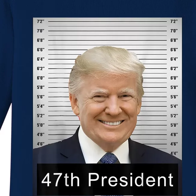 Trump 47th President 2024 Trump Mugshot Baby Long Sleeve Bodysuit