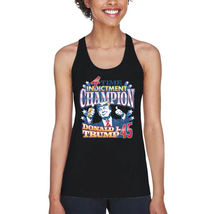 Trump 4 Time Indictment Champion Champ Not Guilty 2024 Women's Racerback Tank