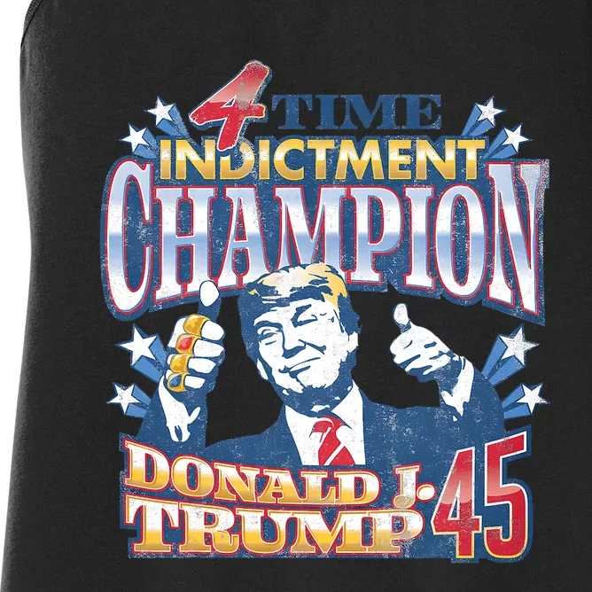 Trump 4 Time Indictment Champion Champ Not Guilty 2024 Women's Racerback Tank