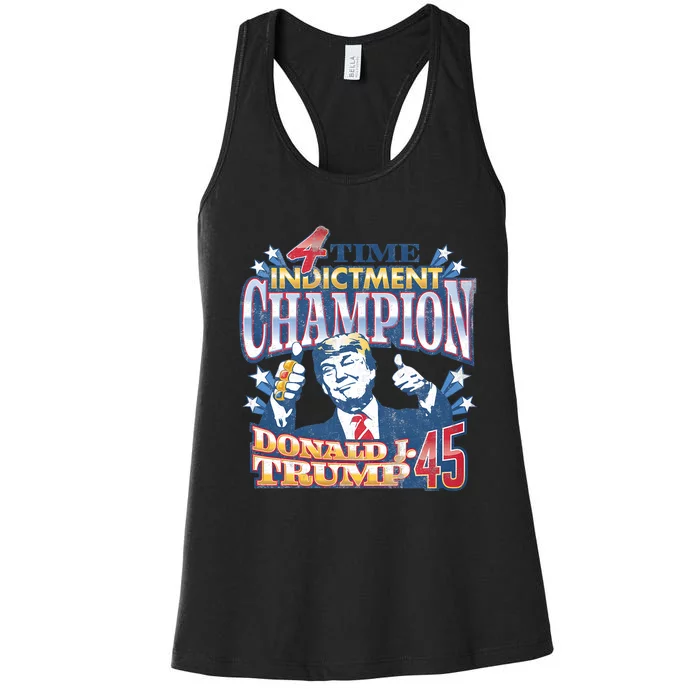 Trump 4 Time Indictment Champion Champ Not Guilty 2024 Women's Racerback Tank