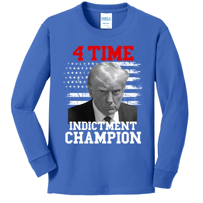 Trump 4 Time Indictment Champion Kids Long Sleeve Shirt