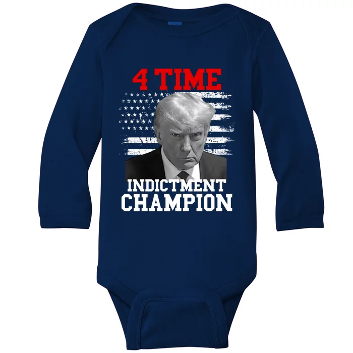 Trump 4 Time Indictment Champion Baby Long Sleeve Bodysuit