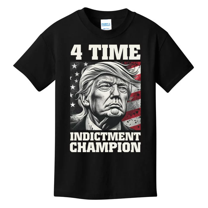 Trump 4 Time Indictment Champion Kids T-Shirt