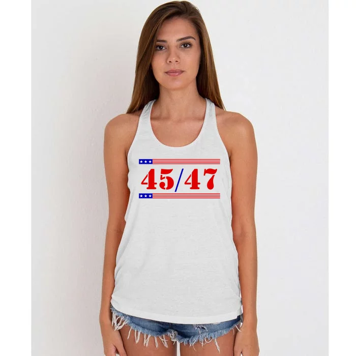 Trump 45/47 Trump 45 47 2024 Trump 2024 Women's Knotted Racerback Tank