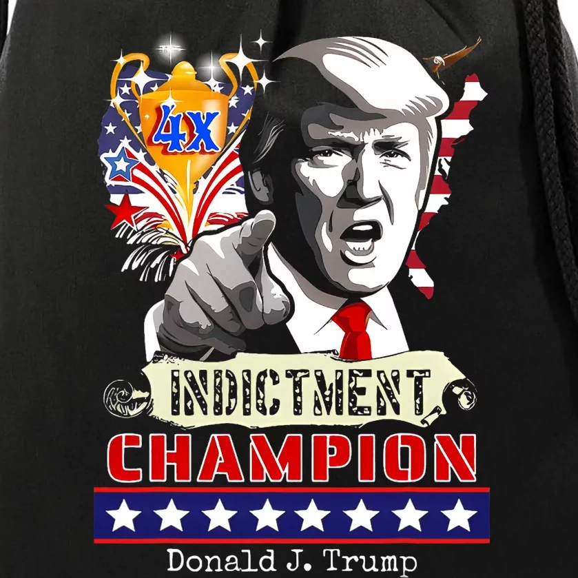 Trump 4 Time Indictment Champ Drawstring Bag