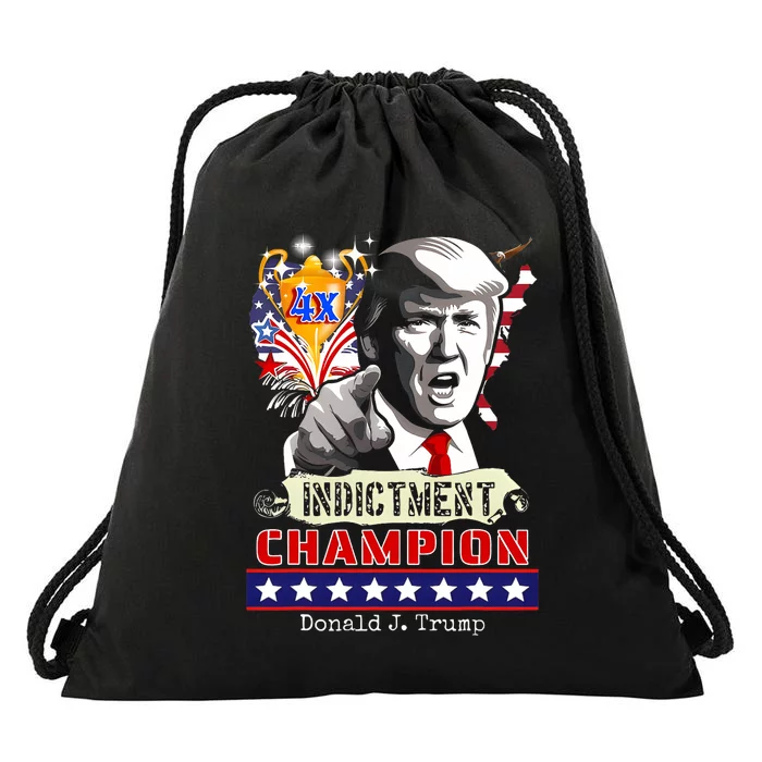 Trump 4 Time Indictment Champ Drawstring Bag