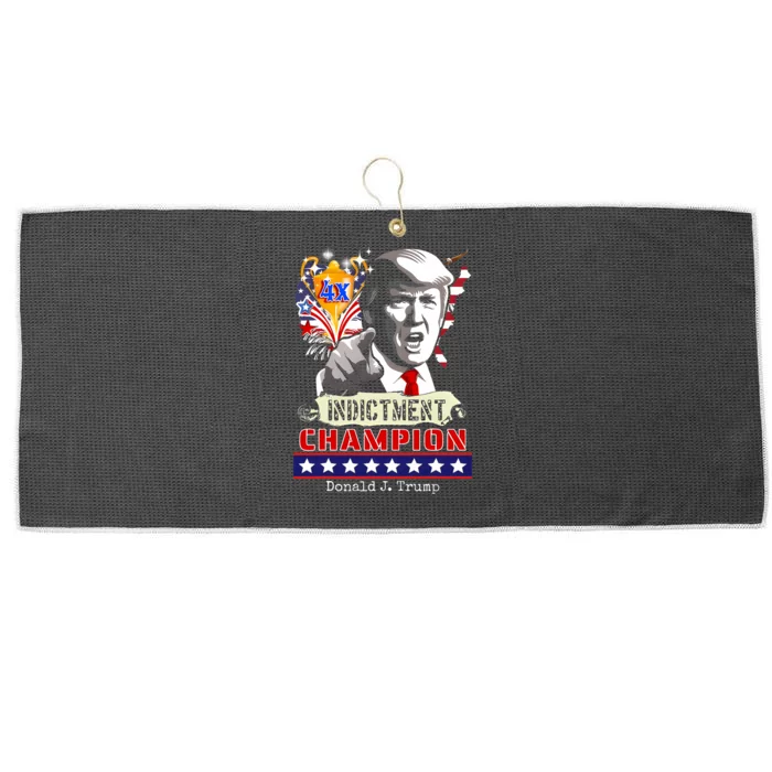 Trump 4 Time Indictment Champ Large Microfiber Waffle Golf Towel