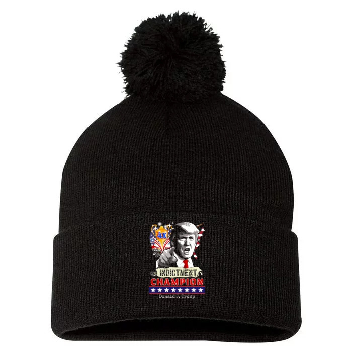 Trump 4 Time Indictment Champ Pom Pom 12in Knit Beanie