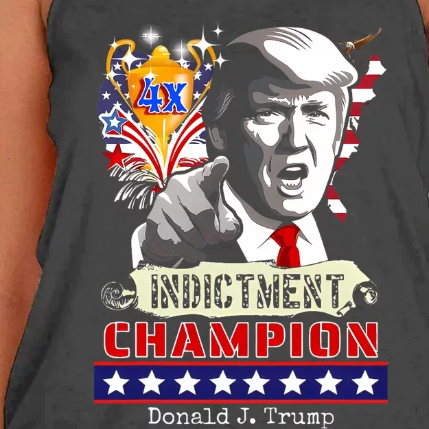 Trump 4 Time Indictment Champ Women's Knotted Racerback Tank