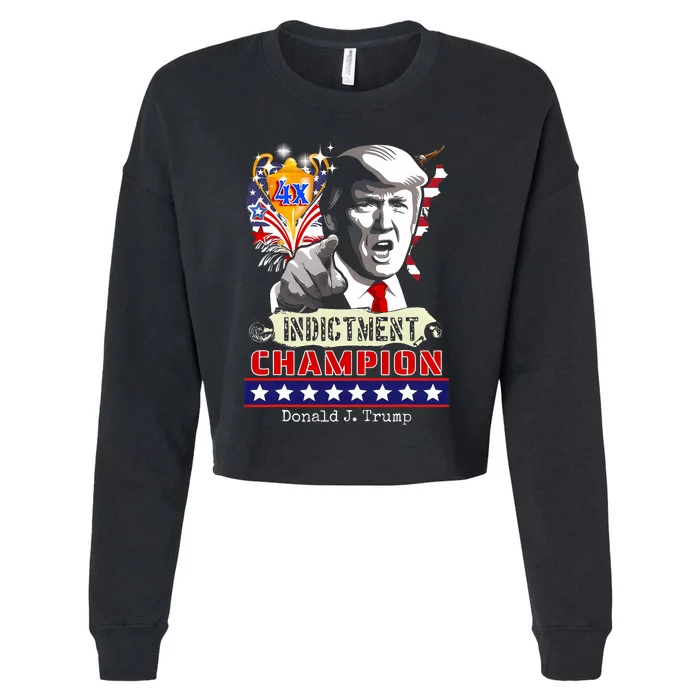 Trump 4 Time Indictment Champ Cropped Pullover Crew