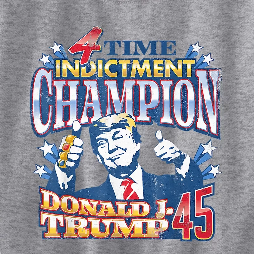 Trump 4 Time Indictment Champion Champ Not Guilty 2024 Kids Sweatshirt