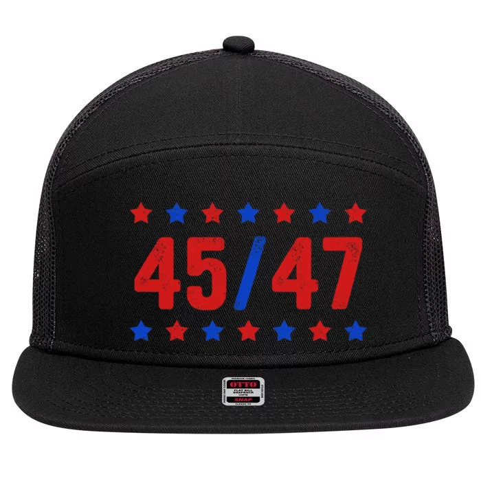 Trump 45/47 Trump 45 47 2024 Trump 2024 7 Panel Mesh Trucker Snapback Hat