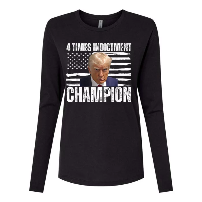 Trump 4 Time Indictment Champion Champ Not Guilty 2024 Womens Cotton Relaxed Long Sleeve T-Shirt