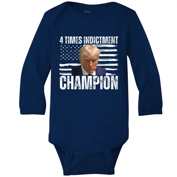 Trump 4 Time Indictment Champion Baby Long Sleeve Bodysuit