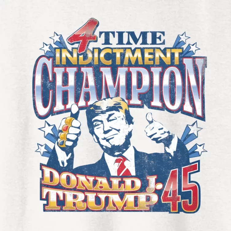 Trump 4 Time Indictment Champion Champ Not Guilty 2024 Women's Crop Top Tee