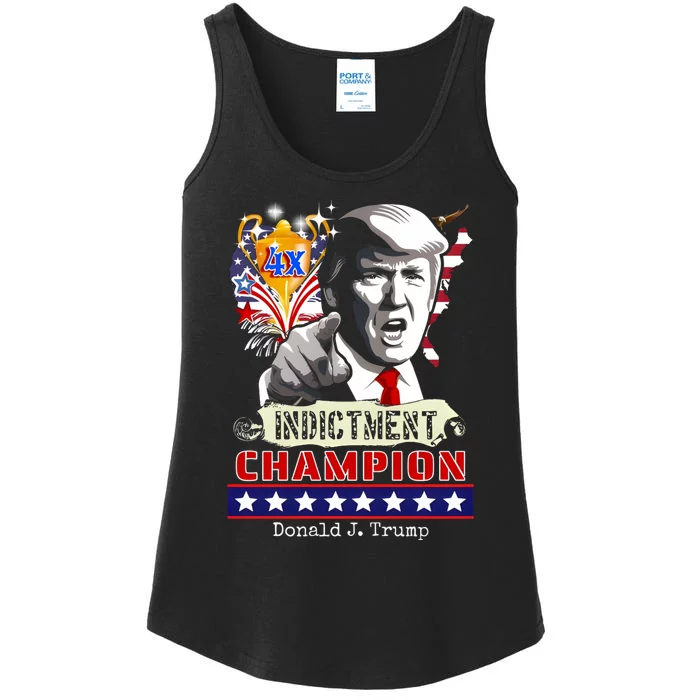 Trump 4 Time Indictment Champ Ladies Essential Tank