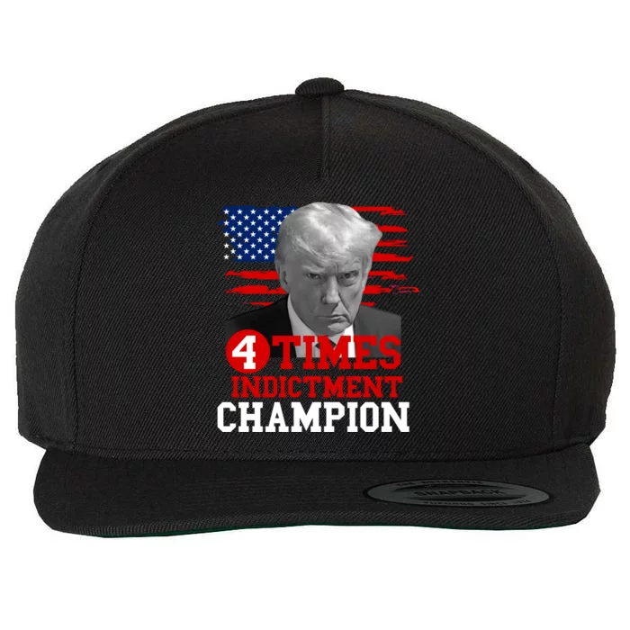 Trump 4 Time Indictment Champion Wool Snapback Cap