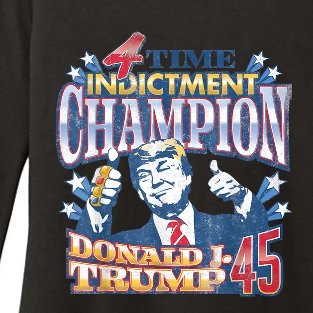 Trump 4 Time Indictment Champion Champ Not Guilty 2024 Womens CVC Long Sleeve Shirt