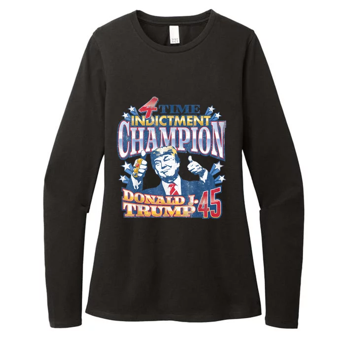 Trump 4 Time Indictment Champion Champ Not Guilty 2024 Womens CVC Long Sleeve Shirt