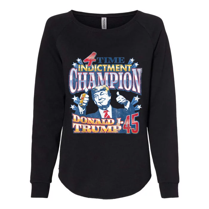 Trump 4 Time Indictment Champion Champ Not Guilty 2024 Womens California Wash Sweatshirt