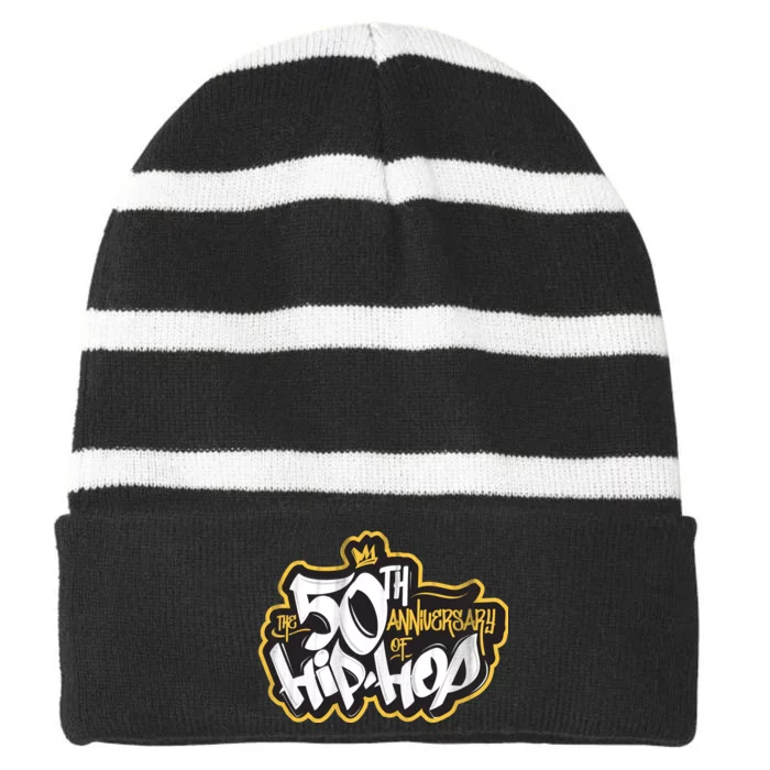 The 50th Anniversary Of Hip Hop Striped Beanie with Solid Band