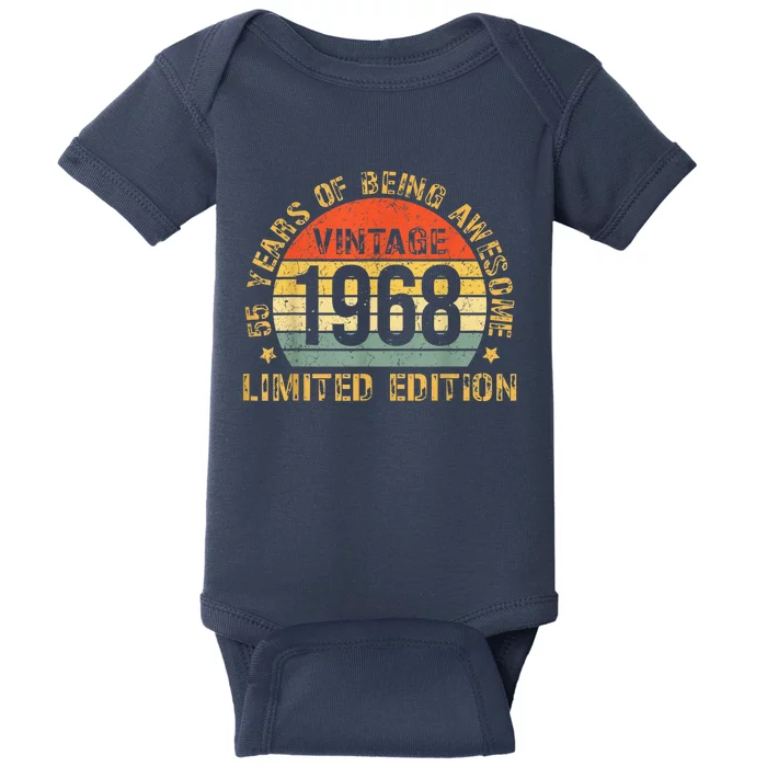 Turning 55 Birthday Decorations  55th BDay 1968 Birthday Baby Bodysuit