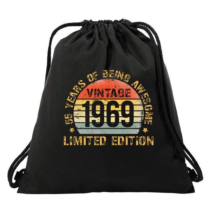 Turning 55 Birthday Decorations 55th Bday 1969 Birthday Drawstring Bag