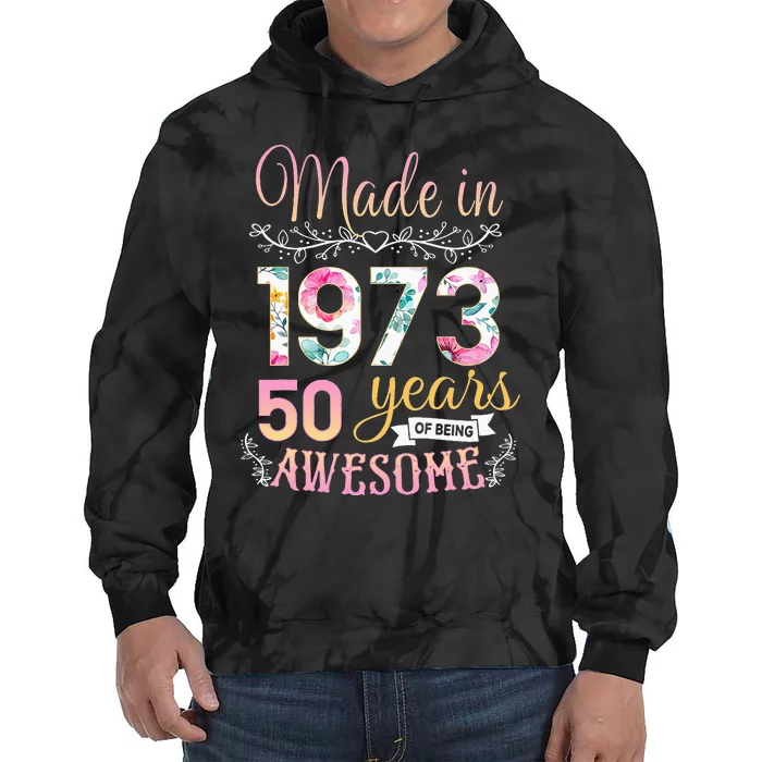 Turning 50 Birthday Decoration 50th Bday 1973 Birthday Tie Dye Hoodie