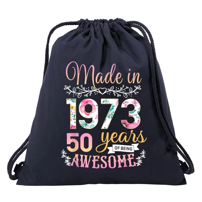 Turning 50 Birthday Decoration Women 50th Bday 1973 Birthday Drawstring Bag